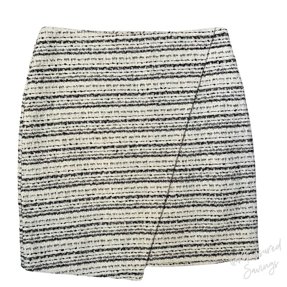 Bagatelle - Small NWT - Tweed-like Black & White Metallic Faux Wrap Skirt - Picture 3 of 8